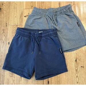 Bearbottom Men's Elastic Waist Drawstring Lounge Shorts 2 Pack Gray/ Navy 5.5" S